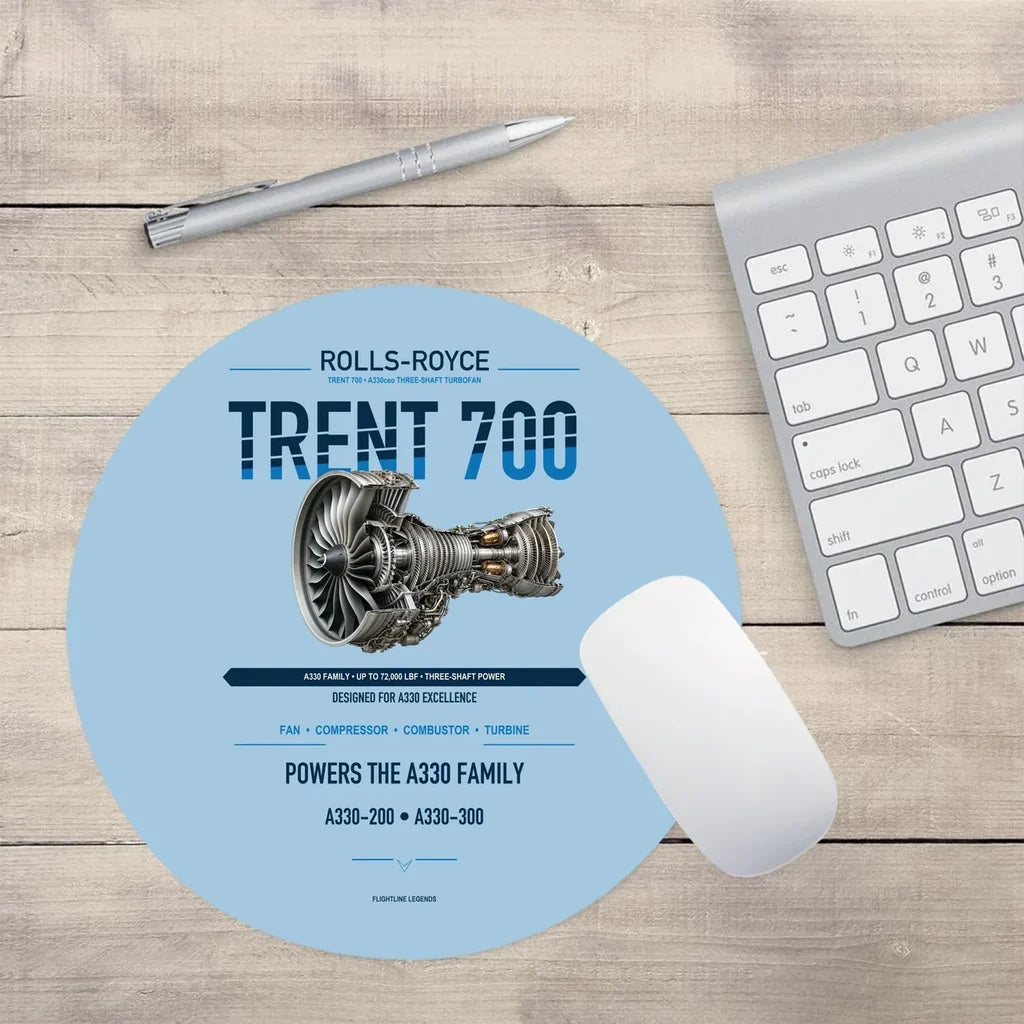 TRENT 700 design on light blue round mouse pad