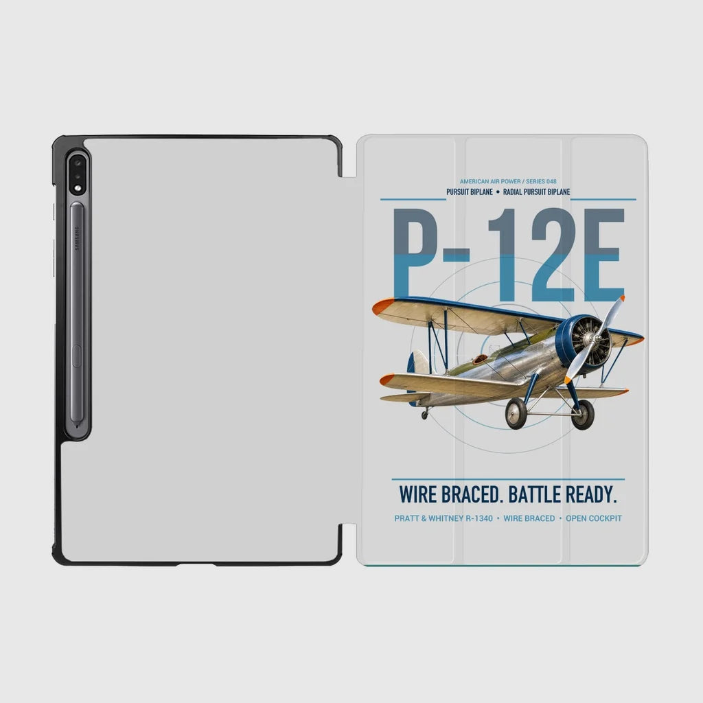 Boeing P-12E design on light gray samsung tablet tablet case