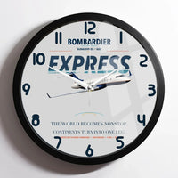 Thumbnail for Bombardier Global Express design on light gray framed wall clock