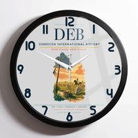 Thumbnail for Debrecen International Airport (DEB) design on light gray framed wall clock