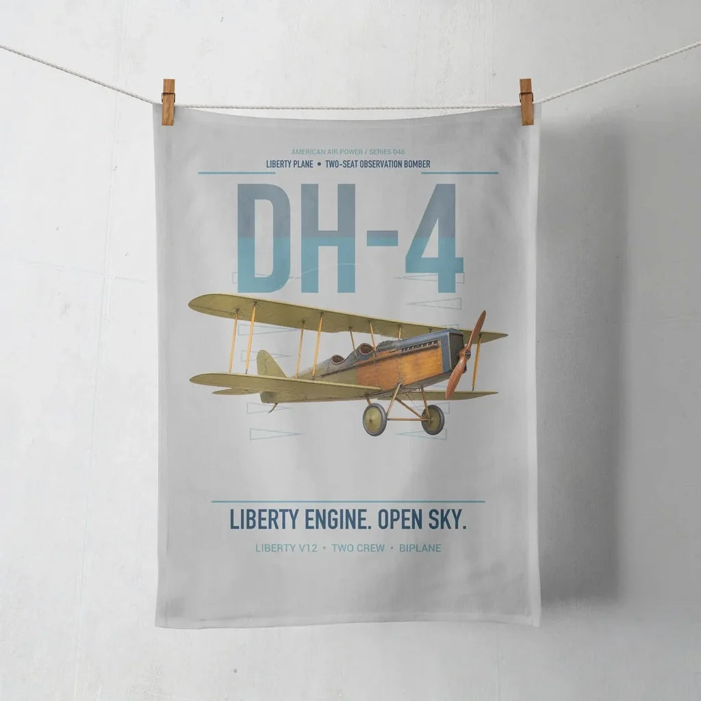 Airco DH-4 Liberty Plane design on light gray towel