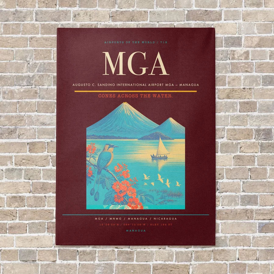 Augusto C. Sandino International Airport MGA — Managua vertical canvas print - no frame - dark red background