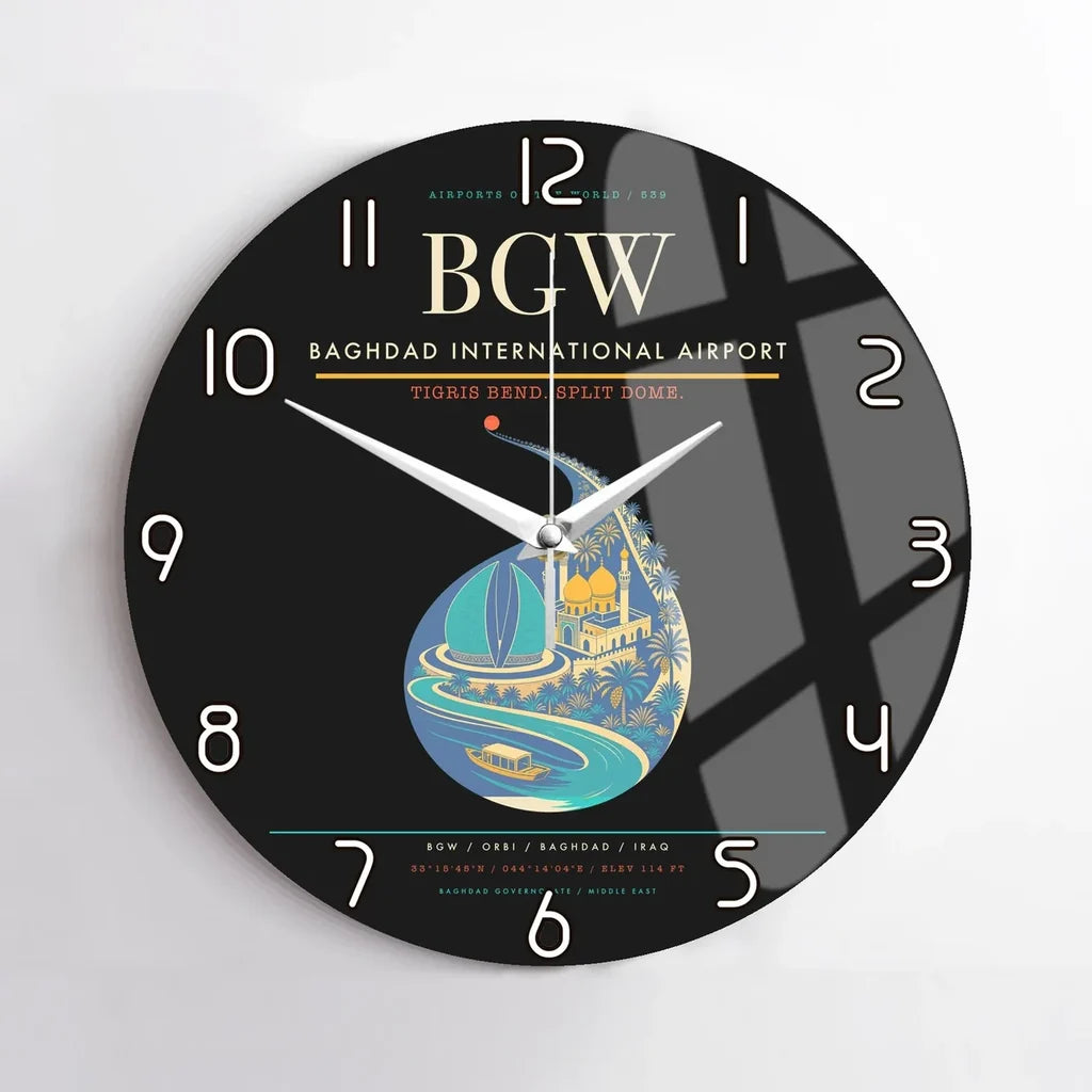 Baghdad International Airport BGW Wall-Clock No-Frame - Black