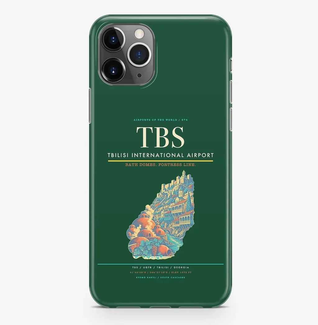 Tbilisi Airport (TBS) design on dark green iPhone 16 Pro MagSafe case