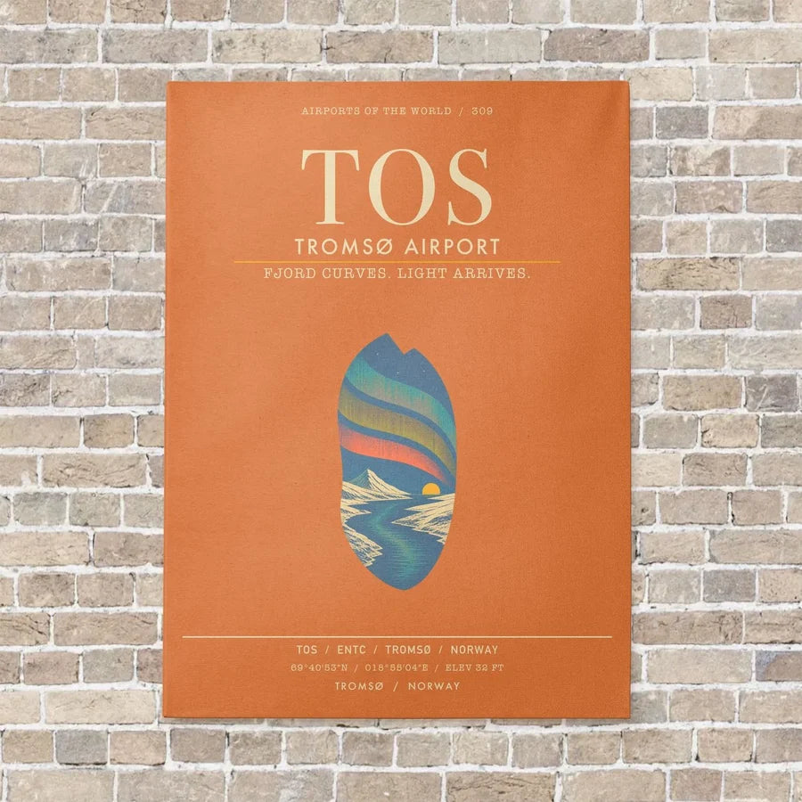 Troms Airport TOS - Canvas Framed - Orange