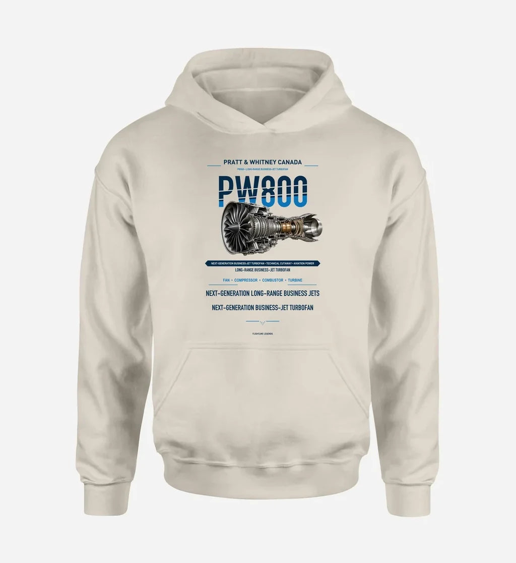 PW800 design on khaki hoodie single side