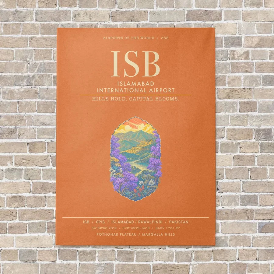 Islamabad International Airport ISB - Canvas Framed - Orange