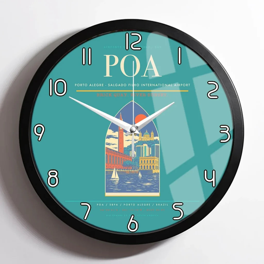 Porto Alegre - Salgado Filho International Airport POA Wall-Clock Framed - Turquoise