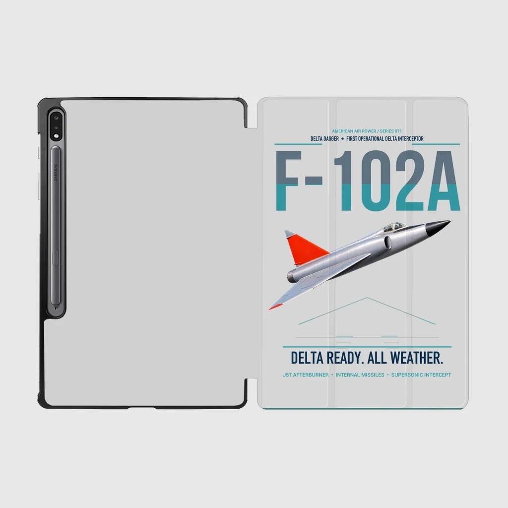 F-102A Delta Dagger design on light gray samsung tablet tablet case