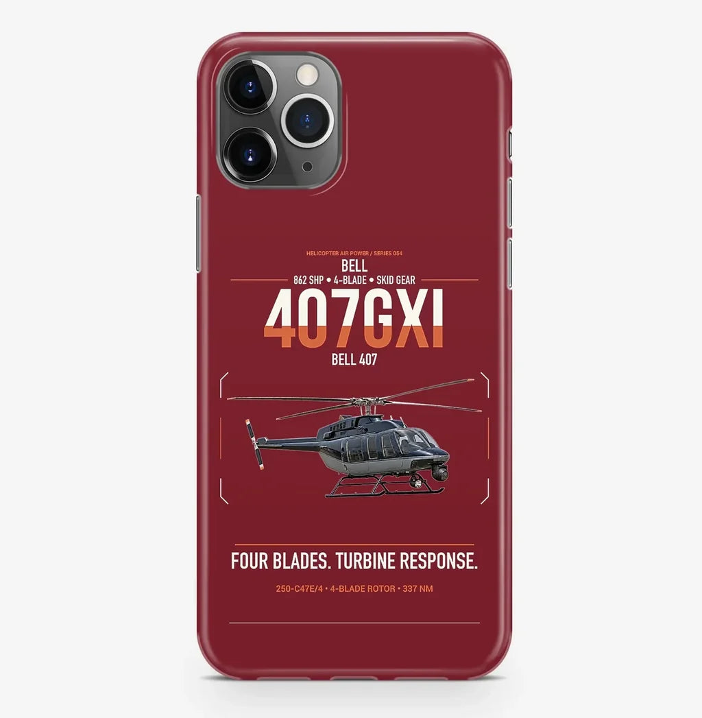 Bell 407GXi design on dark red magsafe iphone case, for iPhone Pro Max