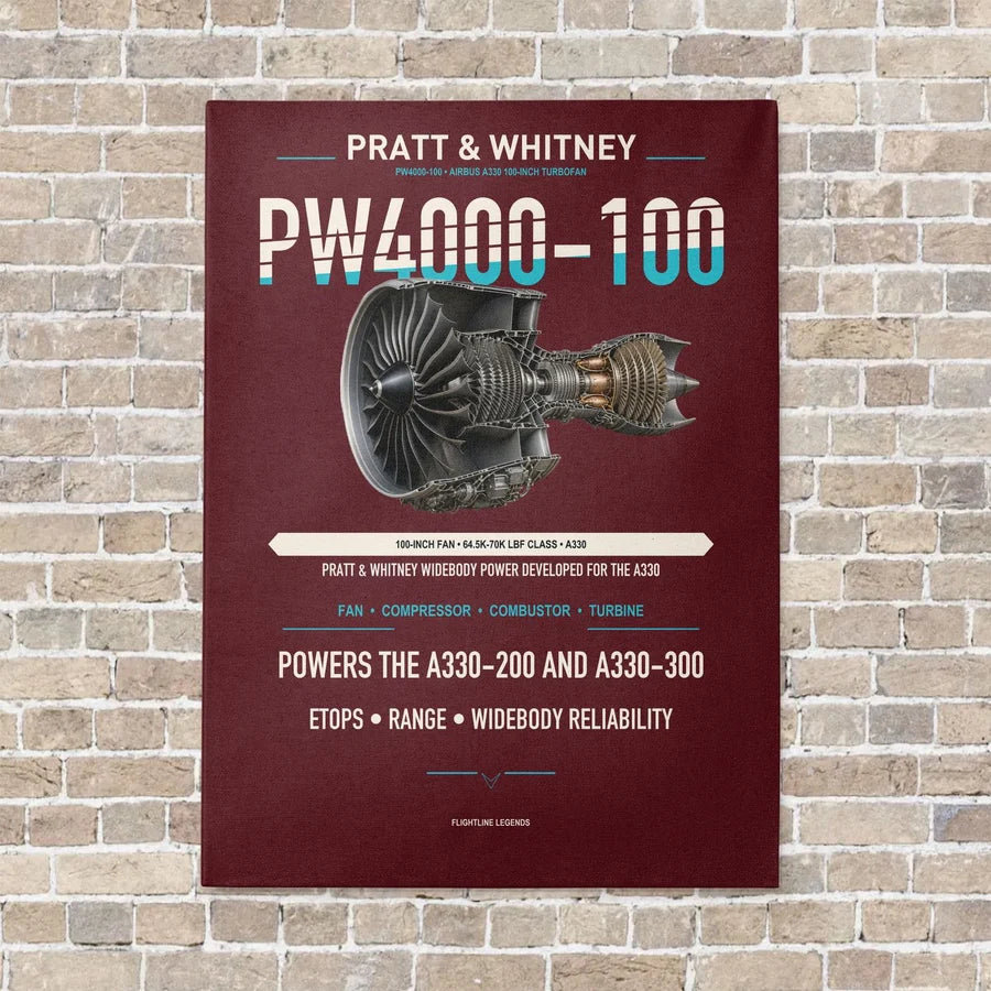 PW4000-100 vertical canvas print - no frame - dark red background