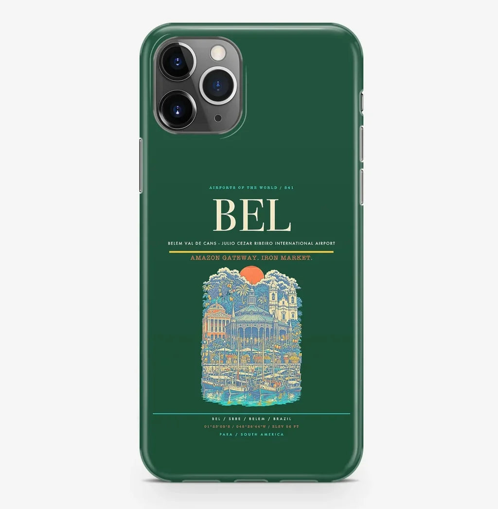 Belem Airport (BEL) design on dark green iPhone 16 Pro MagSafe case