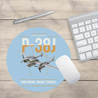 Thumbnail for P-38J Lightning design on light blue round mouse pad