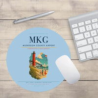 Thumbnail for Muskegon County Airport (MKG) design on light blue round mouse pad