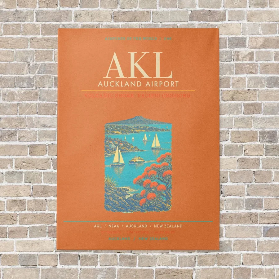 Auckland Airport AKL - Canvas Framed - Orange