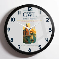 Thumbnail for Cardiff Airport (CWL) design on light gray framed wall clock