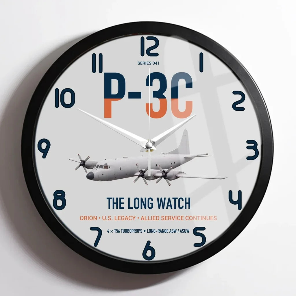 P-3C Orion design on light gray framed wall clock