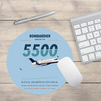 Thumbnail for Bombardier Global 5500 design on light blue round mouse pad