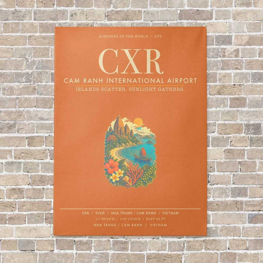 Cam Ranh International Airport Nha Trang CXR - Canvas Framed - Orange