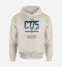 Thumbnail for Cessna 175 Skylark design on khaki double-side hoodie, single-side print