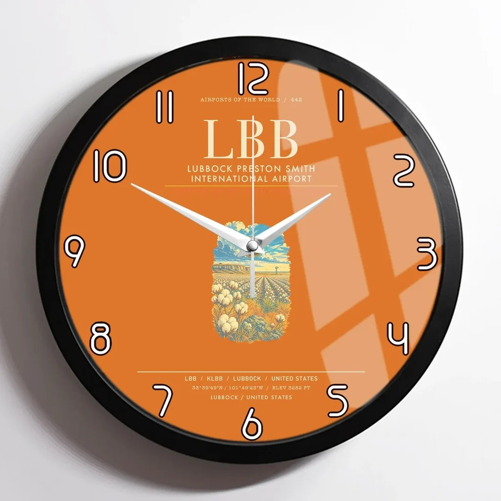 Lubbock Preston Smith International Airport LBB Wall-Clock Framed - Orange