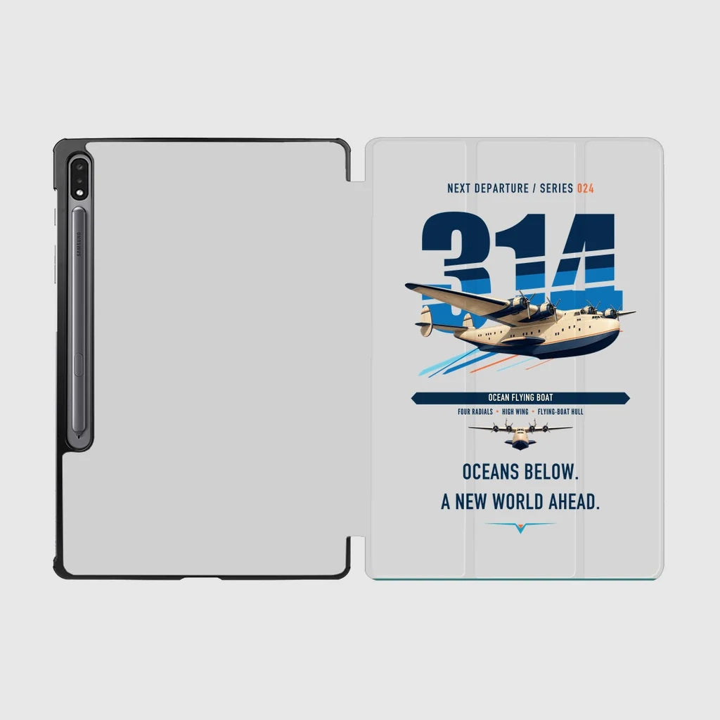 Boeing 314 Clipper design on light gray samsung tablet tablet case