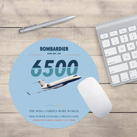 Thumbnail for Bombardier Global 6500 design on light blue round mouse pad