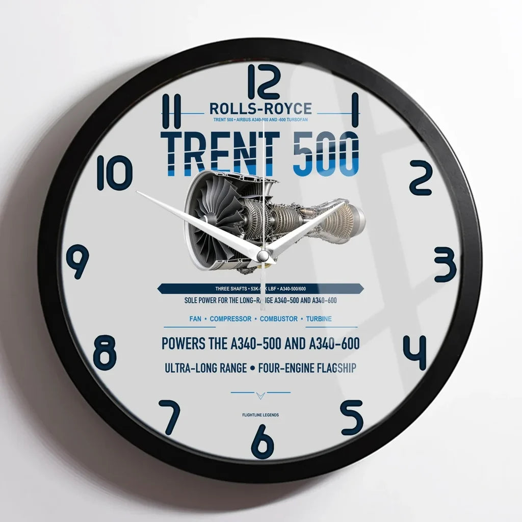 TRENT 500 design on light gray framed wall clock