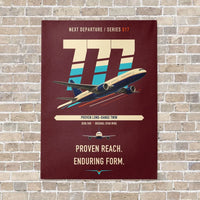 Thumbnail for Boeing 777-200ER vertical canvas print - no frame - dark red background