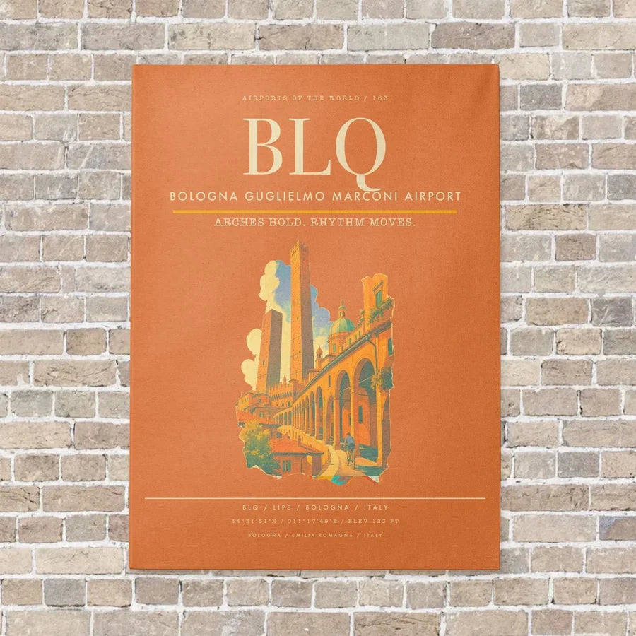 Bologna Guglielmo Marconi Airport BLQ - Canvas Framed - Orange
