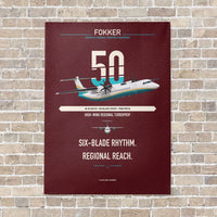 Thumbnail for Fokker 50 vertical canvas print - no frame - dark red background