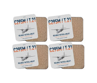 Thumbnail for Airbus C295M T.21 design on light gray 4 pieces set coaster