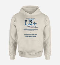 Thumbnail for Cessna Citation CJ3+ design on khaki double-side hoodie, single-side print