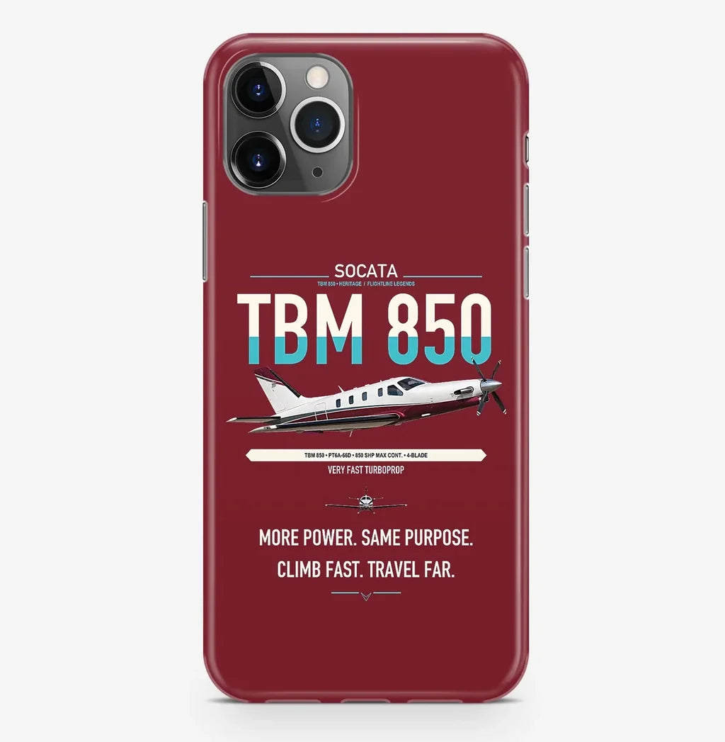 Socata TBM 850 design on dark red magsafe iphone case, for iPhone Pro Max