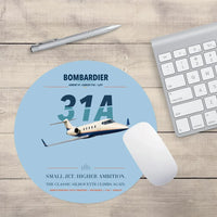 Thumbnail for Bombardier Learjet 31A design on light blue round mouse pad