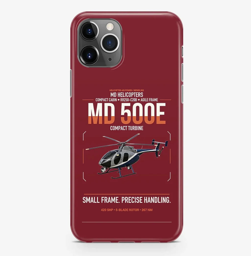 MD Helicopters MD 500E design on dark red magsafe iphone case, for iPhone Pro Max