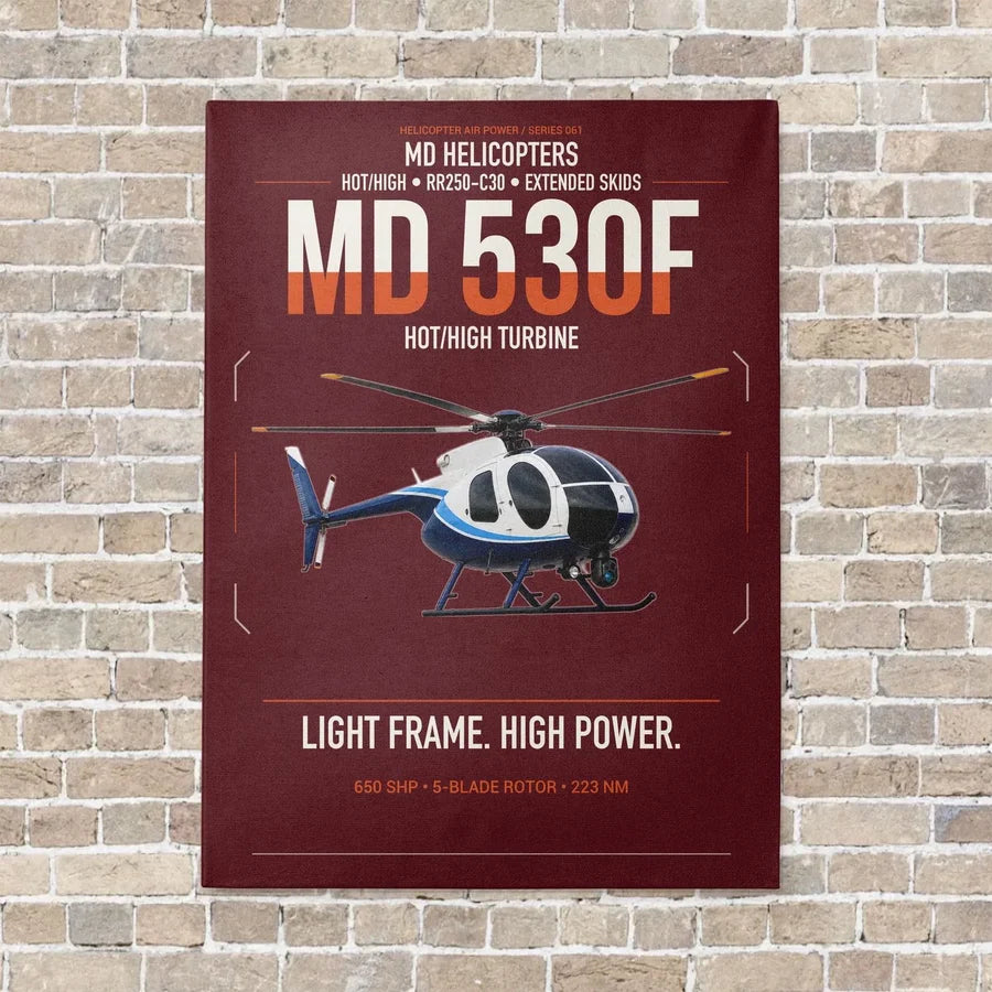 MD Helicopters MD 530F vertical canvas print - no frame - dark red background