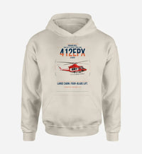 Thumbnail for SUBARU Bell 412EPX design on khaki double-side hoodie, single-side print