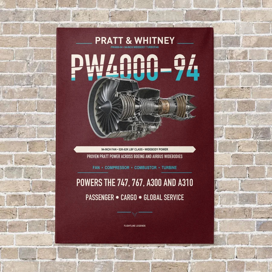PW4000-94 vertical canvas print - no frame - dark red background