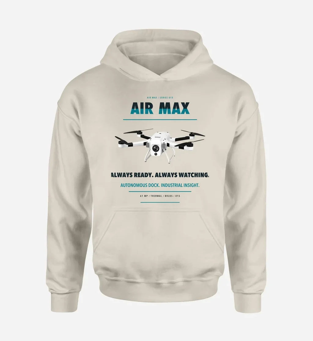 Percepto Air Max design on khaki hoodie single side