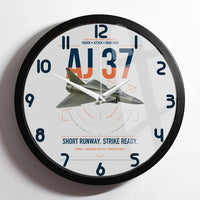 Thumbnail for Saab AJ 37 Viggen design on light gray framed wall clock