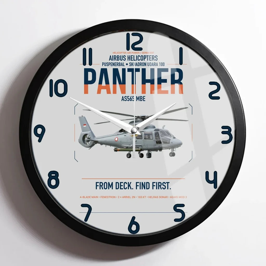Airbus Helicopters AS565 MBe Panther design on light gray framed wall clock