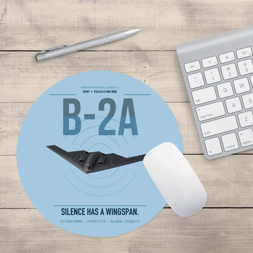 B-2A Spirit design on light blue round mouse pad