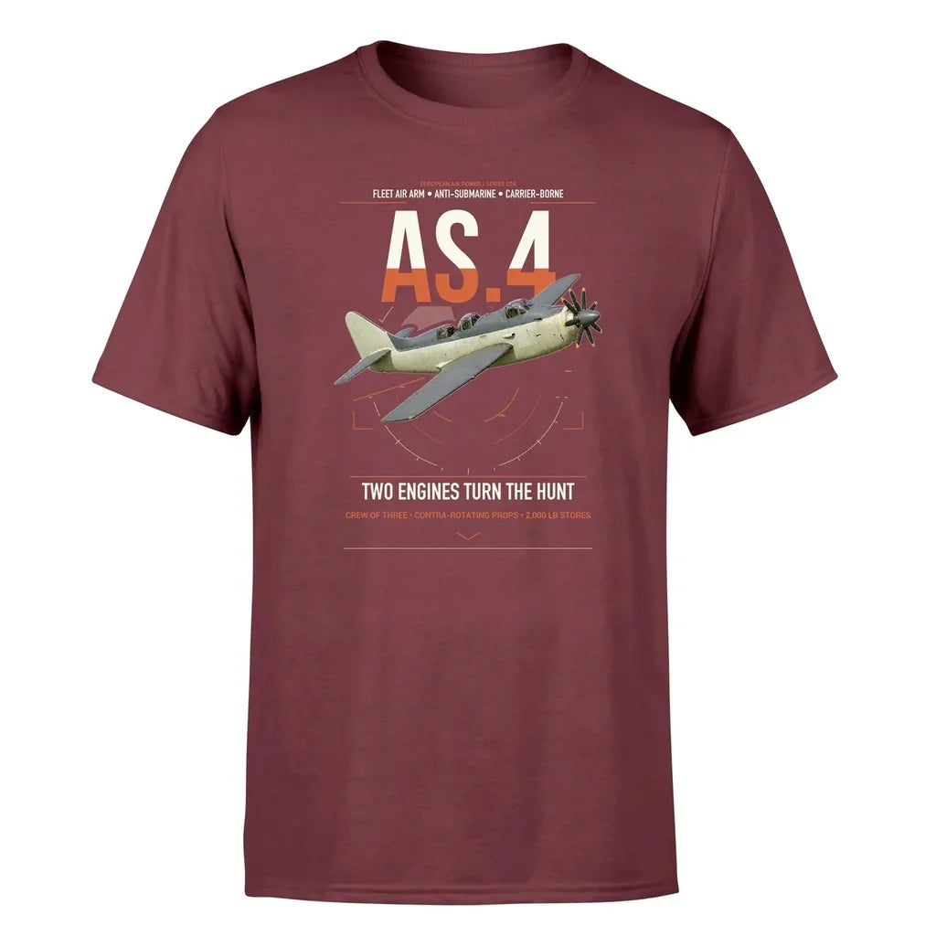 Fairey Gannet AS.4 design on dark red t-shirt, single-side print
