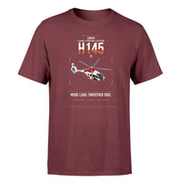 Thumbnail for Airbus H145 D3 design on dark red t-shirt, single-side print