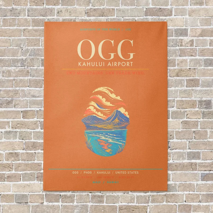 Kahului Airport OGG - Canvas Framed - Orange