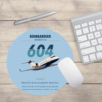 Thumbnail for Bombardier Challenger 604 design on light blue round mouse pad
