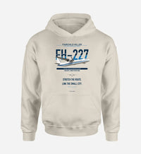 Thumbnail for Fairchild Hiller FH-227B design on khaki hoodie single side