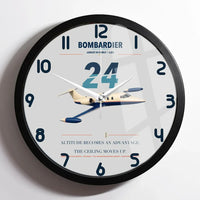 Thumbnail for Bombardier Learjet 24 design on light gray framed wall clock