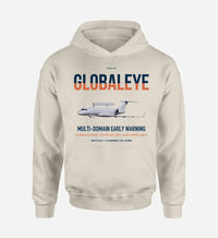 Thumbnail for Saab GlobalEye design on khaki double-side hoodie, single-side print